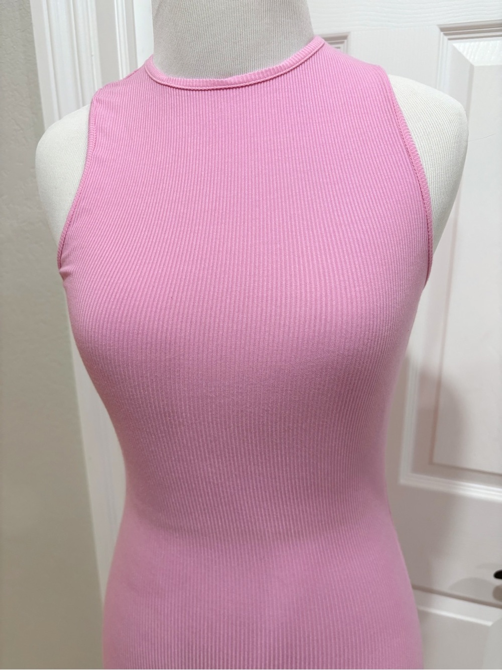 SKIMS Soft Lounge Sleeveless Ribbed Pink Maxi Dress XS - Picture 3 of 5
